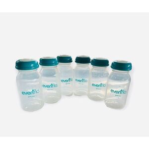 Evenflo Milk Storage Baby Bottles w Caps Lids  Lot of 6